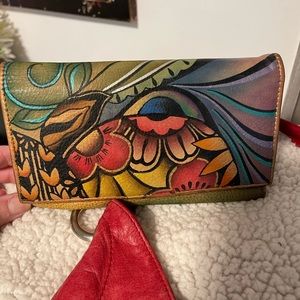 Anuschka leather trifold wallet
